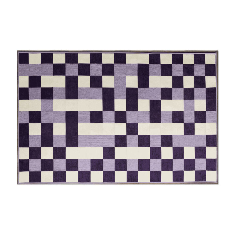 Tapis intérieur / extérieur mauve à carreaux, Rectangle 9 pi x 12 pi