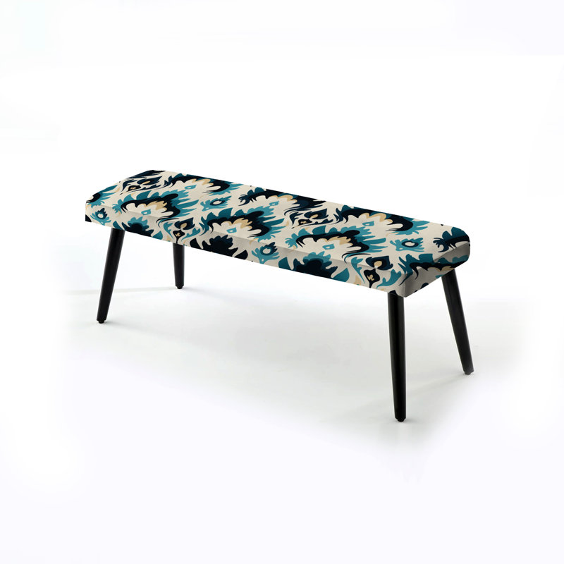 Black Urban Industrial Ikat Symphony - Ikat Upholstered Black Bench