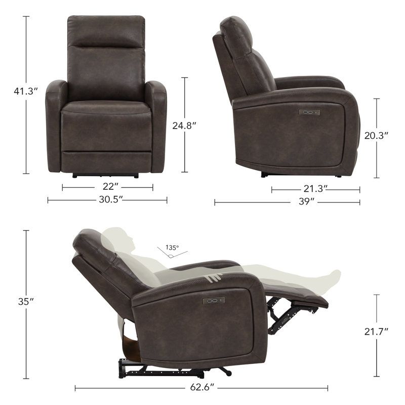 Bricia Zero Wall Power Recliner, Chocolate