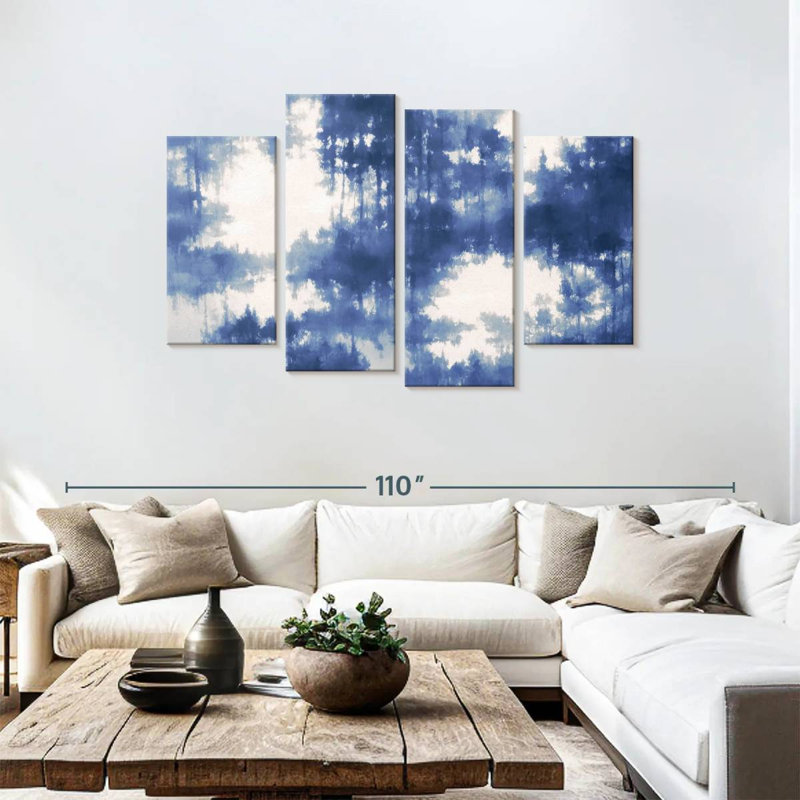 Avery Abstract Blue Forest Reflection, 48" H x 75" W