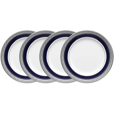 Noritake Crestwood Cobalt Platinum Set of 4 Bread & Butter/Appetizer Plates, 6-1/4"
