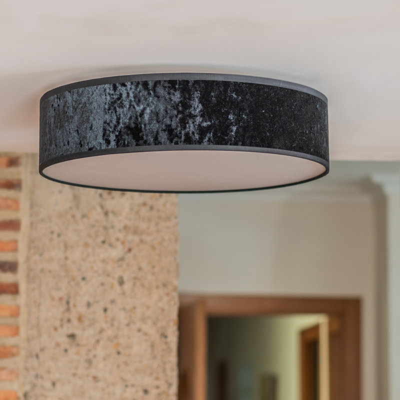 Quince Fabric Flush Mount, Black