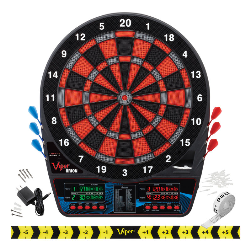 Viper Orion Electronic Dartboard with Pine Cabinet and Lighting Bundle