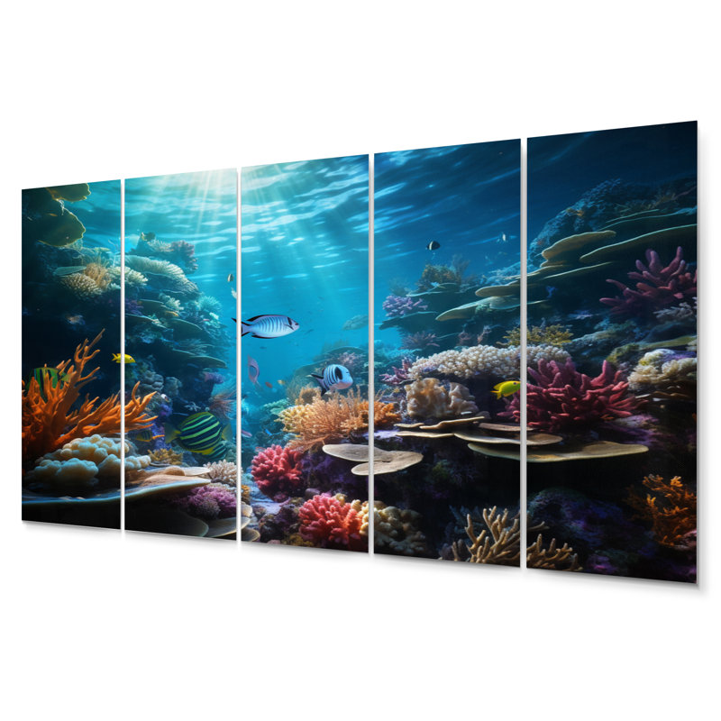 Ensemble de 5 décorations murales Coral Seascape III