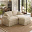 Canapé modulaire en L beige chenille beige avec repose-pieds mobile et pieds fuselés