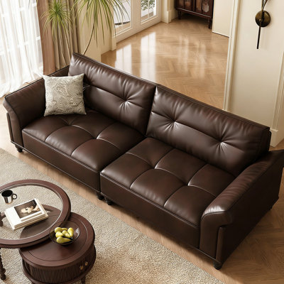 Coffee Genuine Leather Modular Sofa cushion couch