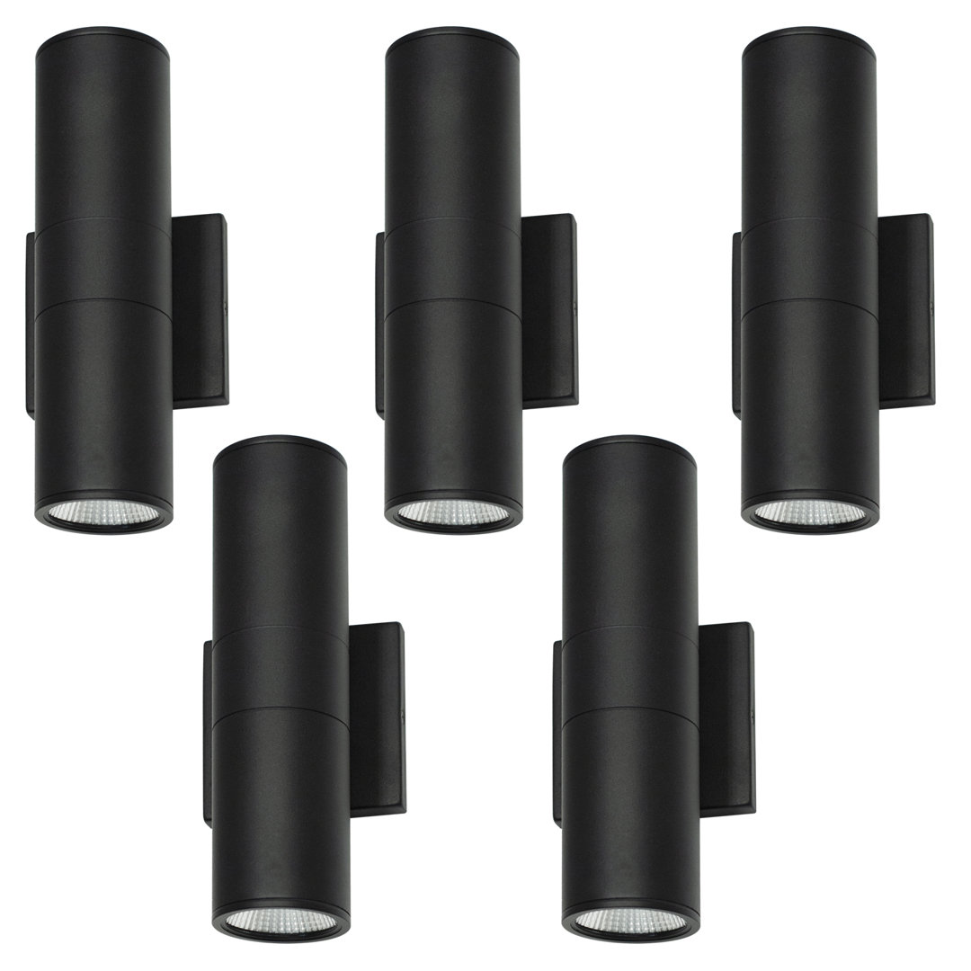 Muneeba 12 Inch Integrated LED Round Up Down Outdoor Armed Sconce Wall Light - Waterproof for Garage, Back Porch (Set of 5) Orren Ellis Fixture 