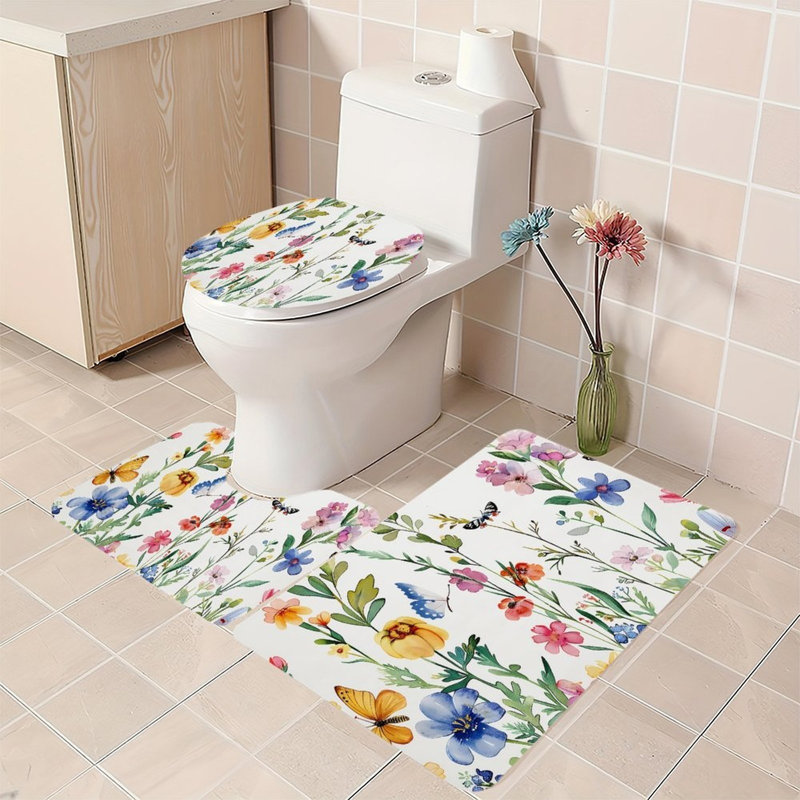 Ensemble de 3 tapis de salle de bain Watercolor Wildflower