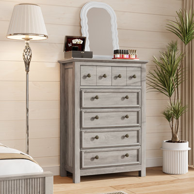 Winston Porter 44.7" H 6 Drawer Dresser, Modern Chest Of Drawers, Vertical Dresser, Grey Dresser