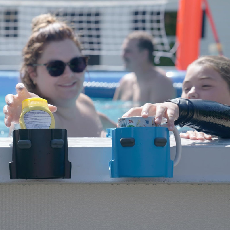 Paquet de 2 porte-gobelets réglables pour piscine carrée seulement, résistant aux rayons UV, bleu