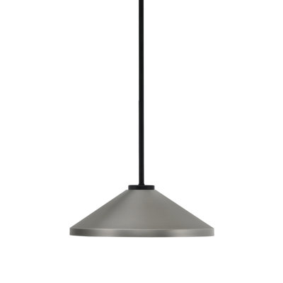 Amarmula 1 Light Stem Mini Pendant, Matte Black Finish, 14" Graphite Cone Metal Shade