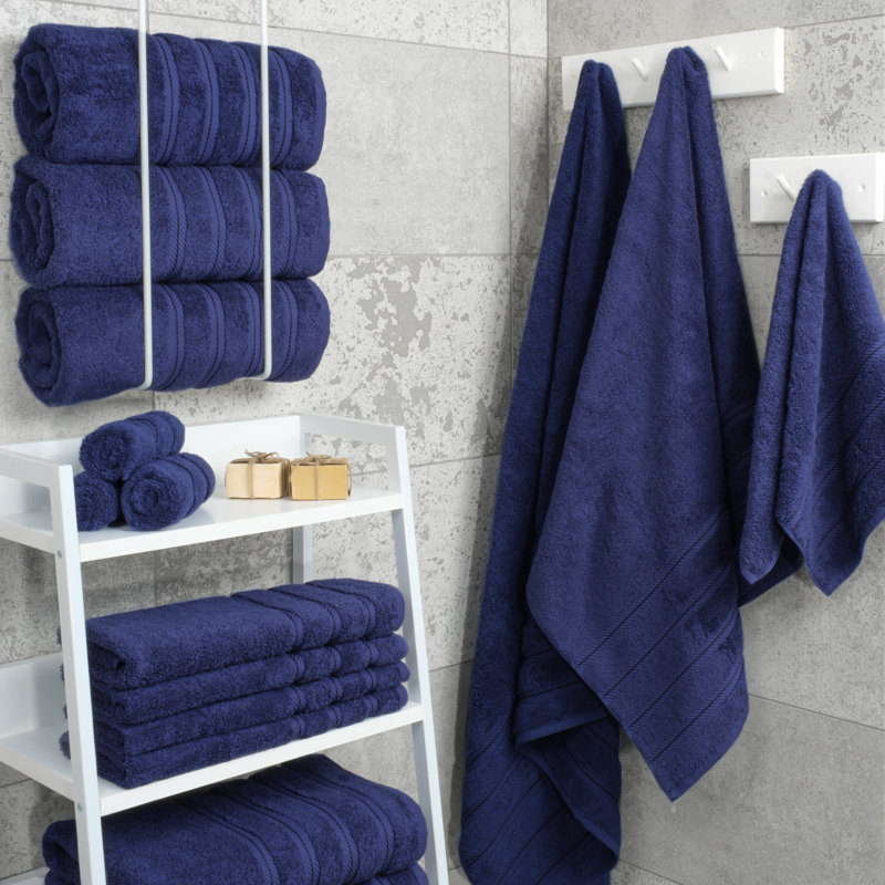 Ensemble de serviettes de bain turques de luxe 100% coton 4 pièces Edison Collection, Marine