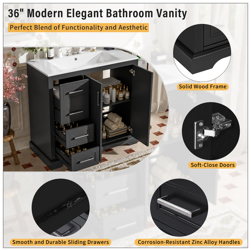 Vanities For Bathroom, Silver, Black