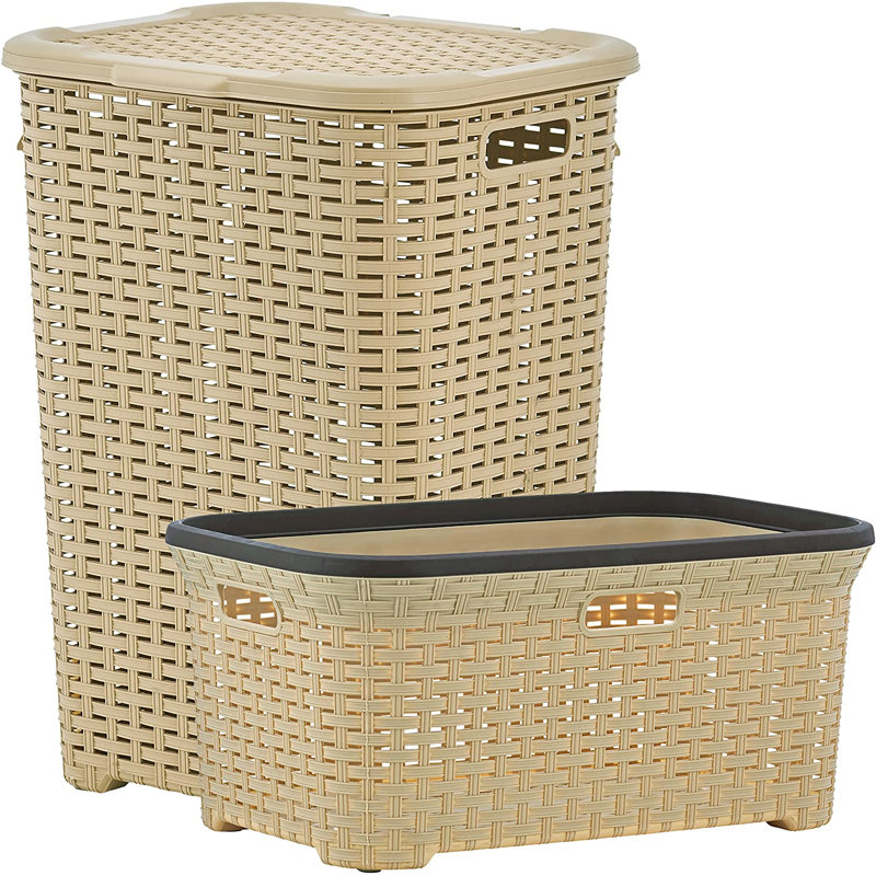 Ensemble de buanderie en osier 2 pièces, Beige