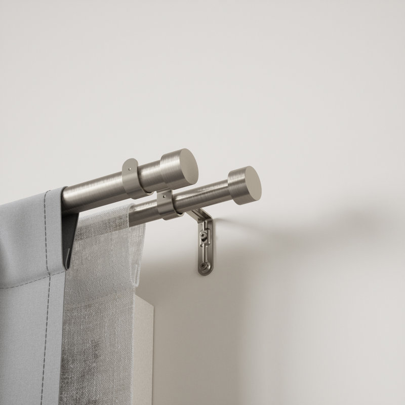 Cappa Drapery Solutions Adjustable 1" Steel Double Curtain Rod Set, Nickel/Steel, 120" H x 180" W