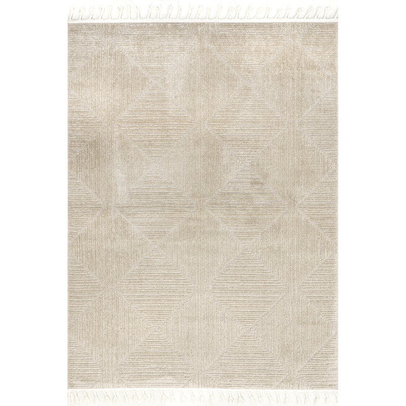 Tapis géométrique Kerry pour le salon, la chambre à manger, la cuisine, beige, Rectangle 5 pi 3 po x 7 pi 6 po