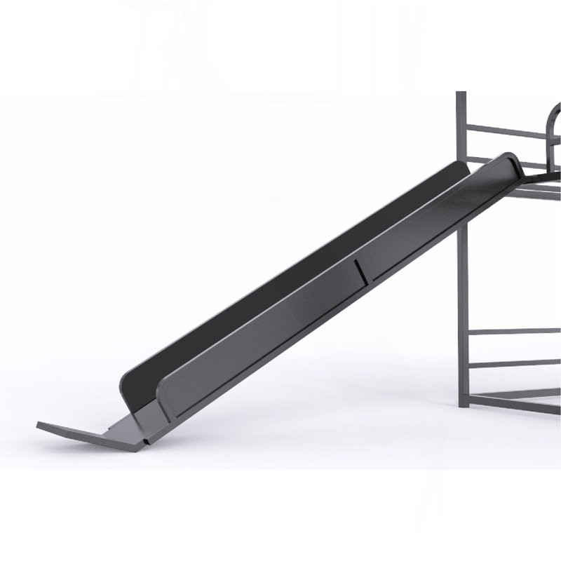 Metal Full Size Loft Bed With Slide And Ladder,  Black