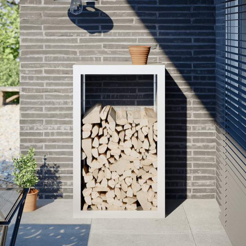 Support à bois de chauffage vidaXL blanc 23,6 x 15,7 x 39,4 po, Blanc