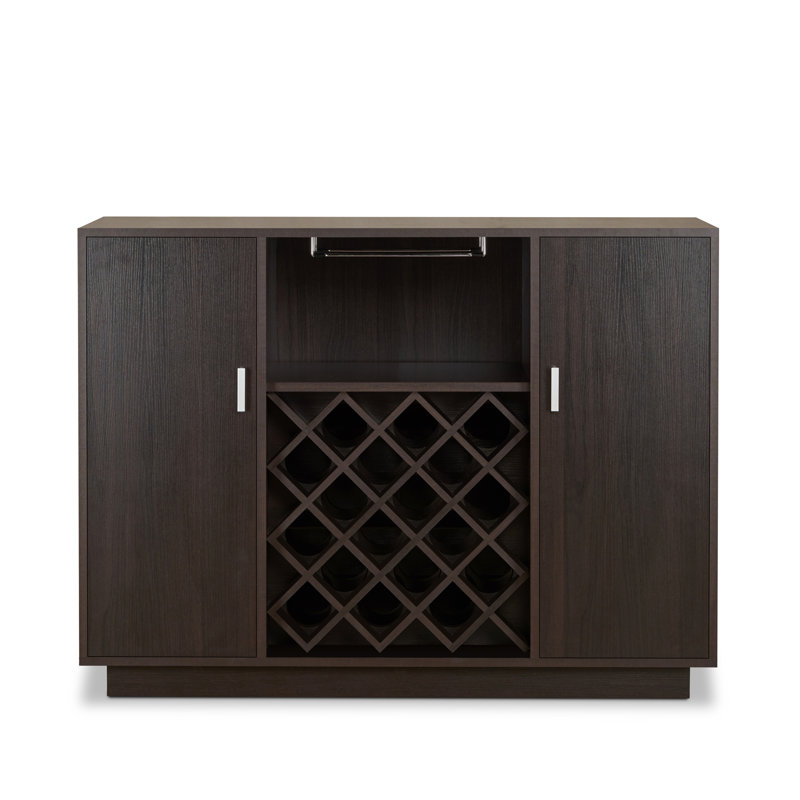Armoire à vin 2 portes avec porte-verres à pied Espresso