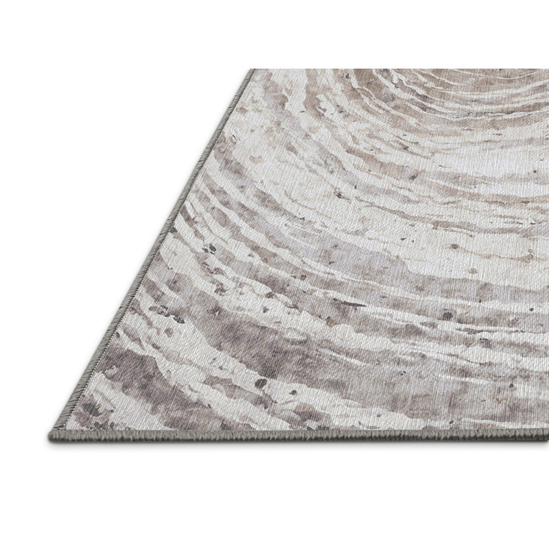 Machine Washable Gray Area Rug, Round 4'