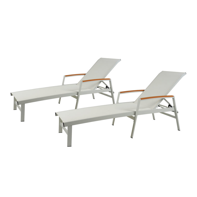 Yasmina Outdoor Metal Chaise Lounge Set, White, 2