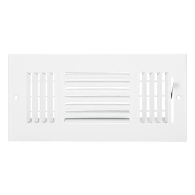 4 x 10 Inch Floor Registers, 6-Pack Floor Vents, HVAC 3-Direction Iron Vent Grilles for Home/Office Wall & Ceiling, Rustproof Anti-Peeling Air Vents Deflector Adjustable with Metal Damper