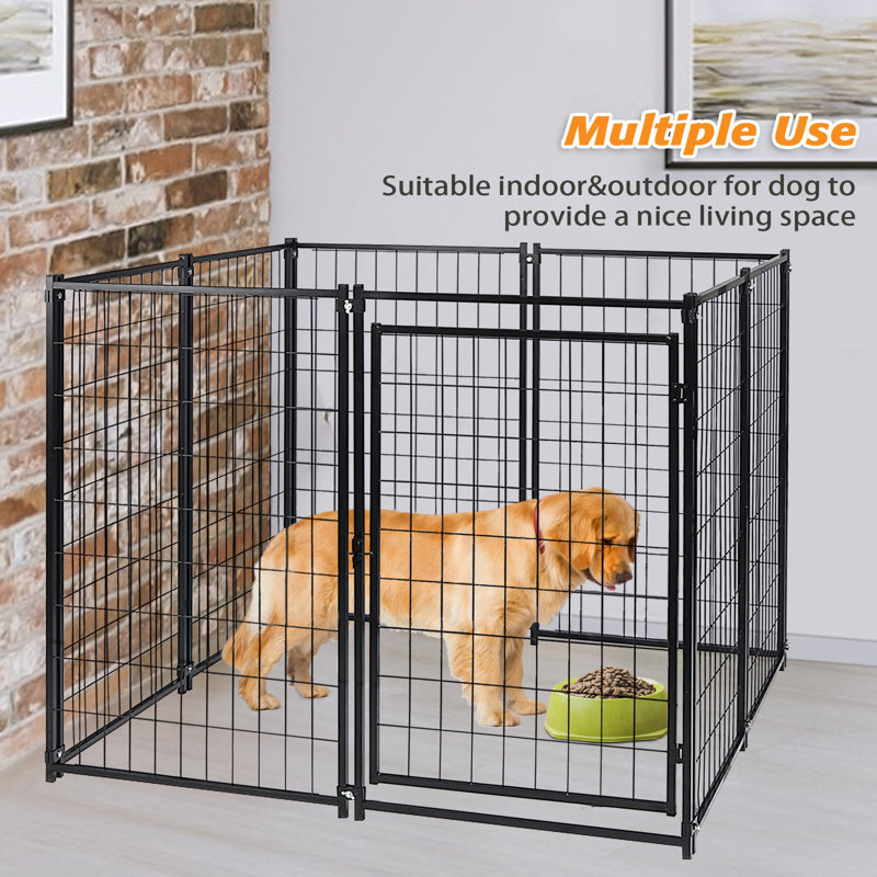 Clôture de cage 71 po / 54 po en métal pour chenil avec toit résistant aux rayons UV,  H 54 po x l 50,5 po x P 48 po