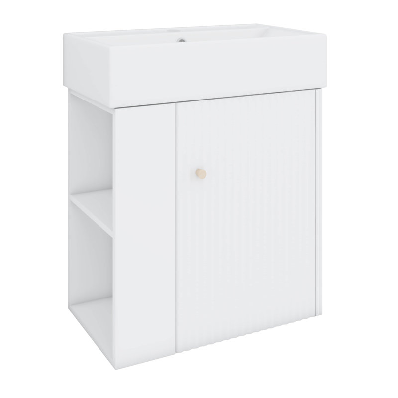 Floating Bathroom Vanity With Sink Combo,  Left Side Storage