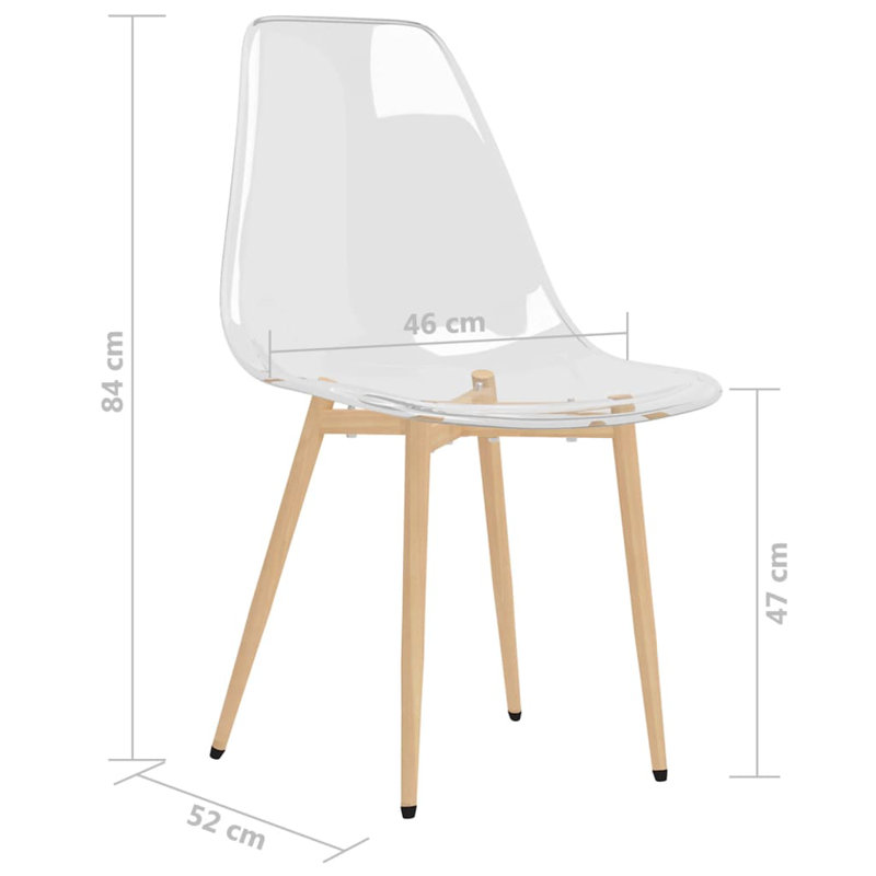 47cm H Metal Side Chair in Transparent, Brown, White