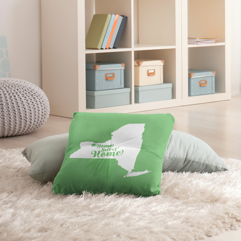 Coussin Sweet Home, 26 po x 26 po, Vert, Ville de Jersey