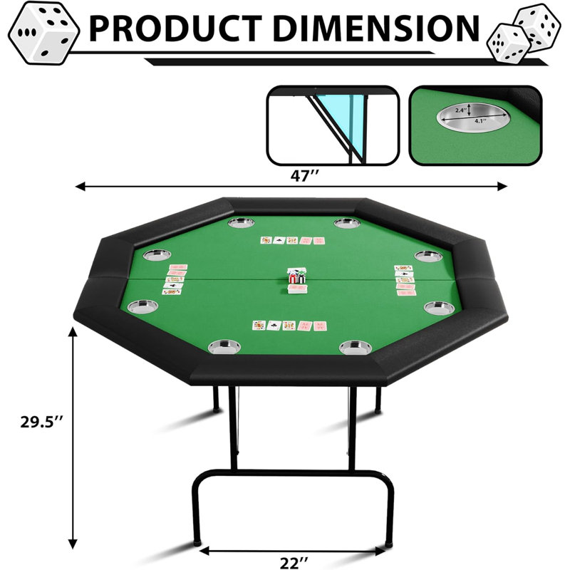 Table de poker 47 po pliable à 8 joueurs