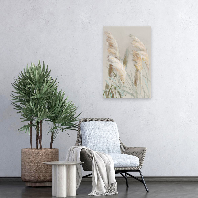 Art de l'herbe III brun et crème neutre de la pampa, H 24 po x l 16 po