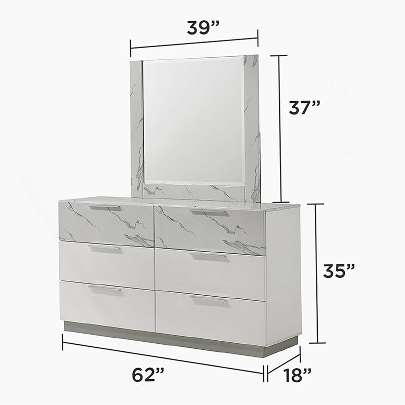 Mist Mirror – Two-Tone High-Gloss Marble & Lacquer Frame With Oversized Reflective Surface(INCLUDES MIRROR ONLY)