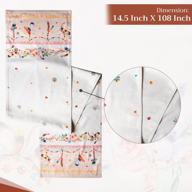 Maison d' Hermine Table Runner 100% Cotton Double Layer Table Runners 108 inches Long Decorative for Home Kitchen Dining Valentines Day Decorations Spring Summer (Ibiza - Beige, 14.5" x 108")