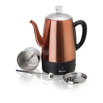 Alpine Cuisine Arabic, Greek, & Turkish Electric Coffee Maker Machine Pot  Warmer Kettle Premium Quality Stainless Steel 0.3 L, 4 Cup Capacity Cool  Touch Handle Cordless Base (Foldable Handle, Travel Size)