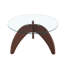 27.5-Inch Modern Round Glass Coffee Table with Artistic Walnut Claw Legs and Tempered Glass Top