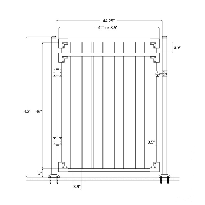 60'' H x 48'' W Black Metal Gate