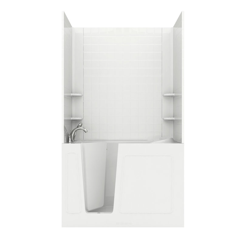 Buena Vista 53.8'' x 31'' Walk-in Whirlpool Acrylic Bathtub with Faucet, Left, White