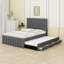 Lit plateforme tapissier avec lit gigogne et 3 tiroirs-114215953