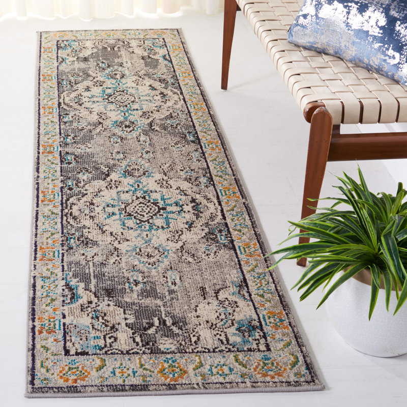Almyra Oriental Area Rug, Runner 2'2" x 10', Grey/Light Blue