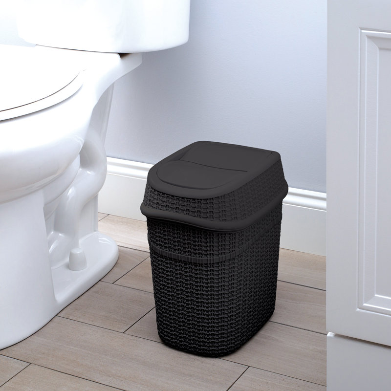 Matte Black Plastic Sailor Knot Swing Top Trash Bin