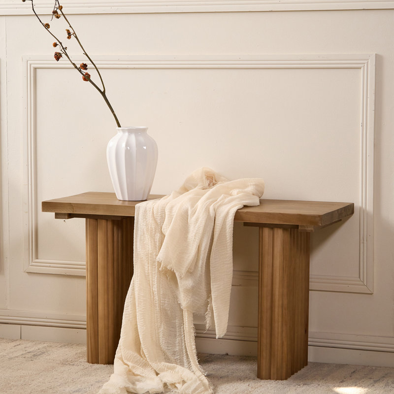  Gennari Solid Wood Bench with Flat Fluted Legs（Three Sizes Available）, 17.70" H x 31.50" W x 11.80" D