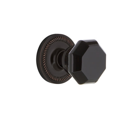Black Crystal Waldorf Interior Mortise Door Knob with Rope Rosette