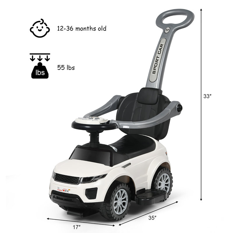 Costway 1 Seater Push/Pull Ride On, Black/White