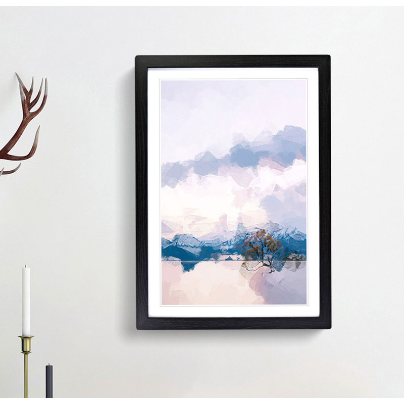 Lone Tree in New Zealand in Abstract - Picture Frame Graphic Art Print, 76cm H x 50cm W x 2cm D, Black