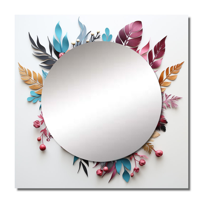 Décoration murale boho fleurs en bleu et rose, 36 po x 36 po