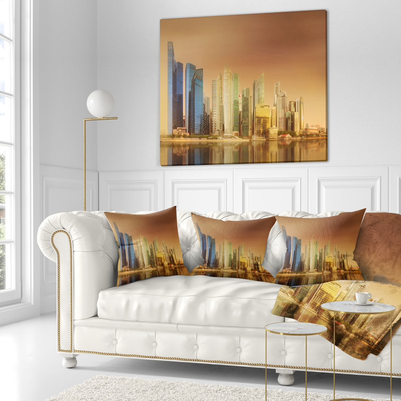 Coussin d’horizon de singapour cityscape, 16 po x 1 po, Coussin décoratif