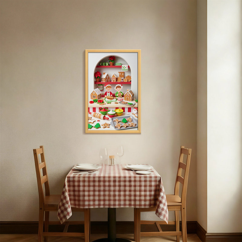 Scène de boulangerie de Noël, H 18 po x l 12 po