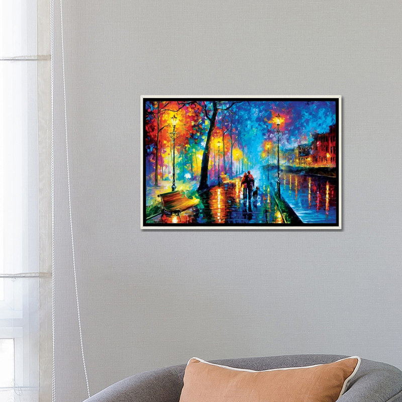 « melody of the night »-reproduction d’art sur toile tendue, H 16 po x l 24 po, Papier dans un cadre flottant, Blanc