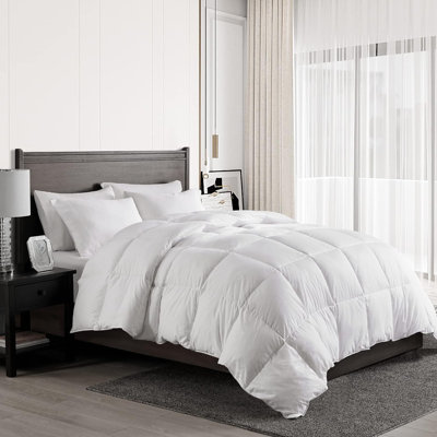 All Season Down Comforter with 100% Cotton Cover, White Twin Duvet Insert